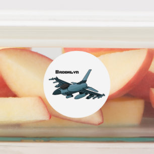 Etiquetas Cartoon de avião de combate militar