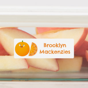 Etiquetas Cartoon de fruta de citros de laranja-branca perso