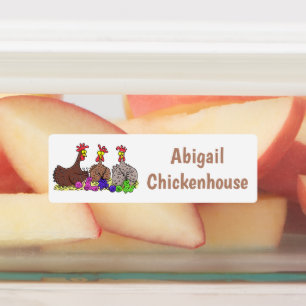 Etiquetas Cartoon de galinhas de tricô engraçado personaliza