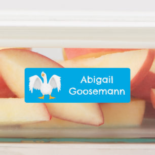 Etiquetas Cartoon de ganso doméstico curioso personalizado