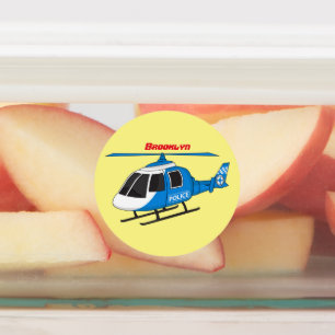 Etiquetas Cartoon de helicóptero do Departamento de Polícia