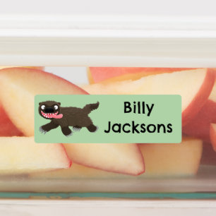 Etiquetas Cartoon de lobo faminto e engraçado personalizado