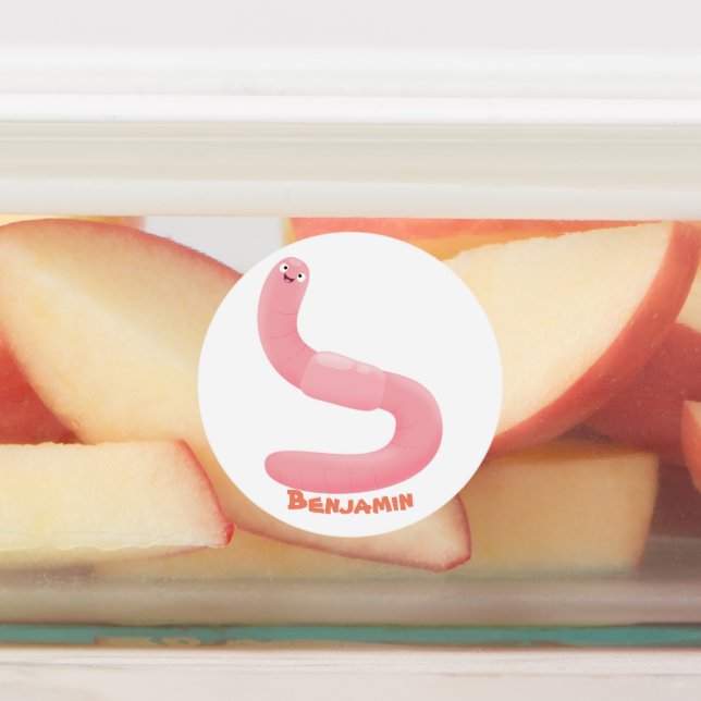 Etiquetas Cartoon de minhoca rosa-branca (Afixado)