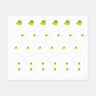 Etiquetas Cartoon de Pássaro Verde