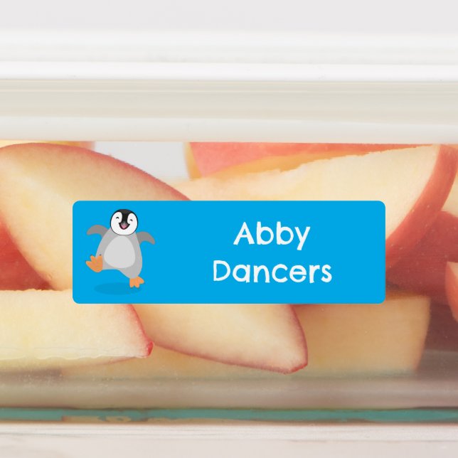 Etiquetas Cartoon de pintinho de pinguim imperador feliz per (Afixado)