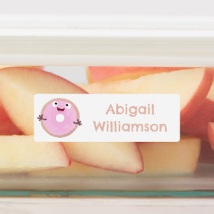 Etiquetas Cartoon de rosquinha rosa-claro, bonito, personali