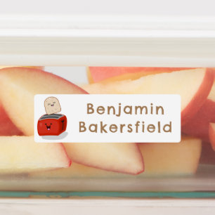 Etiquetas Cartoon de torradeira vermelha de torrada-de-kawai