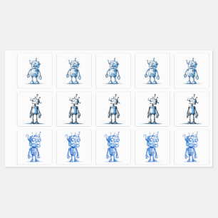 Etiquetas Cartoon Robot Sticker Pack - Quirky Tech Trio