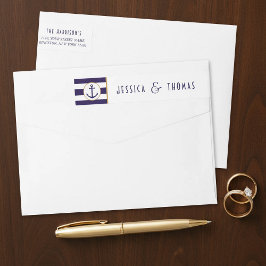 Etiquetas Casamento com Âncora Marinho e Stripe Branca