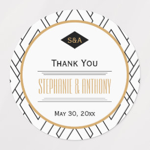 Etiquetas Casamento de Deco de Arte Negra, Dourada e Branca