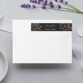 Etiquetas Casamento Floral de Ferida Floral de Cobre Preto P