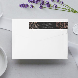 Etiquetas Casamento Floral de Ferida Floral de Cobre Preto P