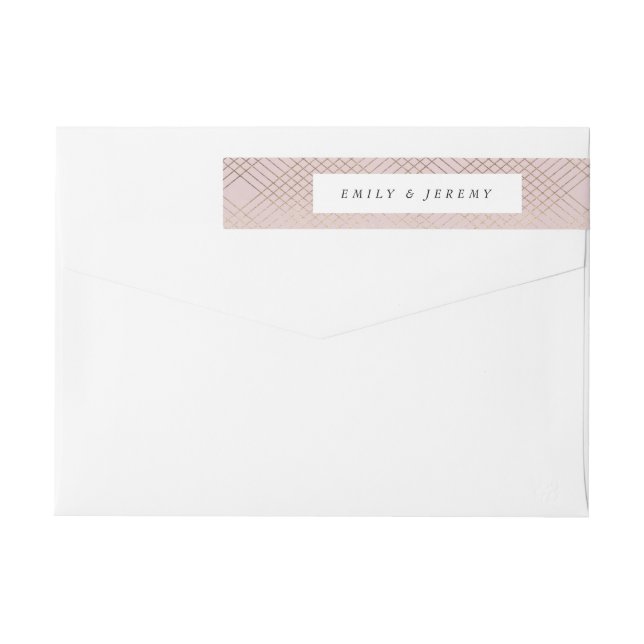 Etiquetas Casamento Gatsby Dourado Geométrico Rosa (Verso)