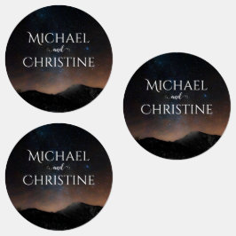 Etiquetas Casamento noturno sob as estrelas