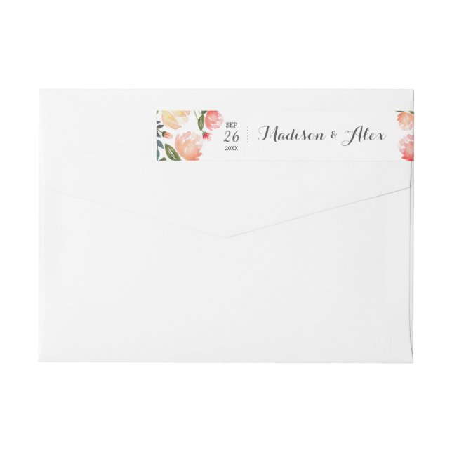 Etiquetas Casamento Peach Peonies (Verso)