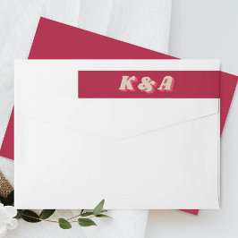 Etiquetas Casamento Retro Groovy Viva Magenta, de 70 anos