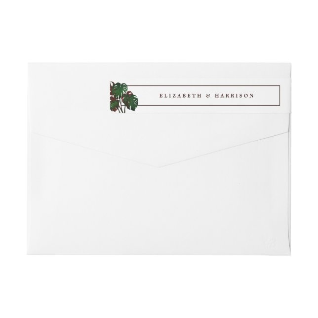 Etiquetas Casamento Tropical de Monstera Beach (Verso)