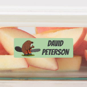 Etiquetas castor personalizado com humor de desenho animado