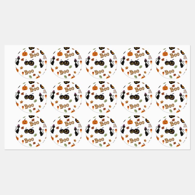 Etiquetas Cat Boo Halloween (Folha)