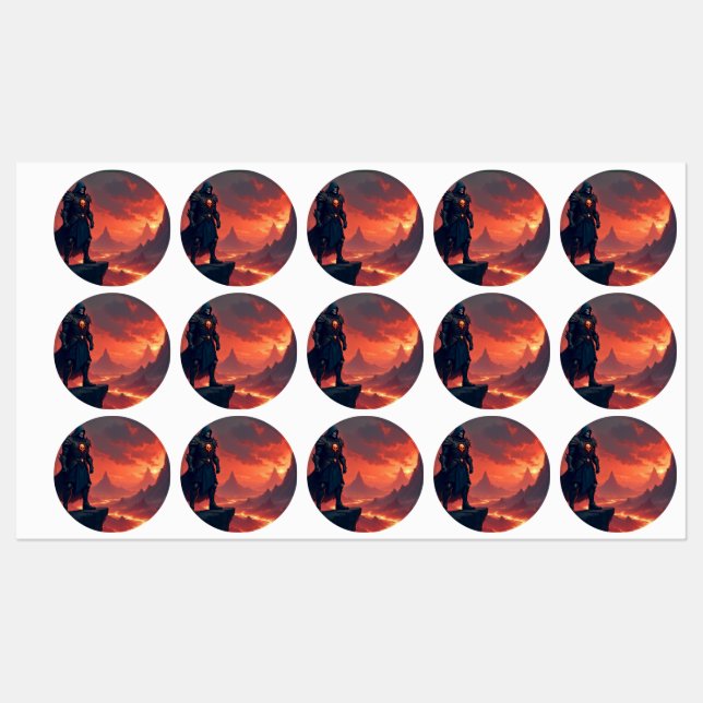 Etiquetas Cavaleiro Negro da Chama (Folha)