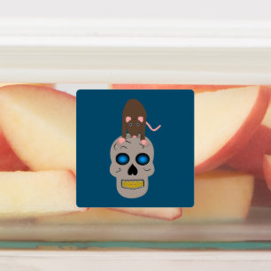 Etiquetas Caveira Gótica e Halloween Rato