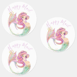 Etiquetas Chá de fraldas de Sereia Rosa Sob O Mar