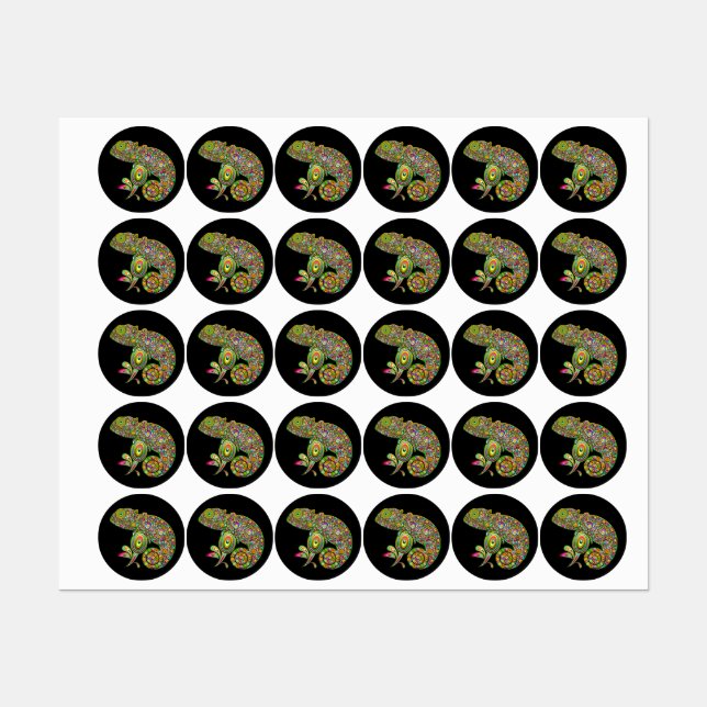 Etiquetas Chameleon Psychedelic Fantasy (Folha)