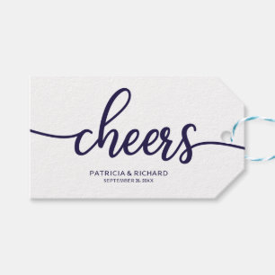 Etiquetas Chic Azul Marinho Caligrafia Cheers Garr