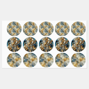 Etiquetas Chic Elegant Swirls in Dourado, Silver, Blue, Yell