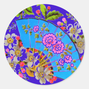 Etiquetas chinesas do azul do fã