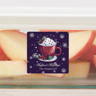 Etiquetas Chocolate Quente de Natal, Banho Roxo Personalizad