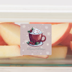 Etiquetas Chocolate Quente de Natal   Confeitaria Rosa Bege