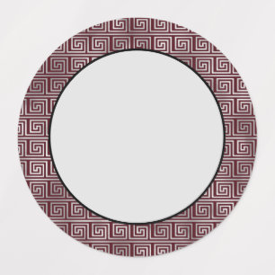 Etiquetas Cinza Maroon Padrão Legista de Arte da Grécia Anti