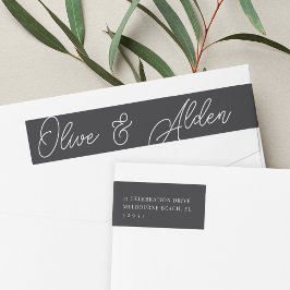 Etiquetas Cinza | Script Watermark Wedding Return Address