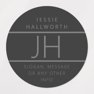 Etiquetas Cinzas Escuras e Cinzas Modernas, Monogramas, à p