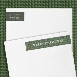 Etiquetas Clássico Natal Feliz Xadrez Verde 