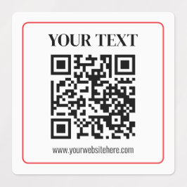 Etiquetas Código QR simples preto e branco com borda vermelh