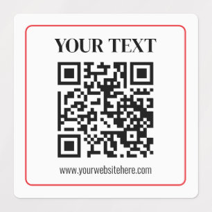 Etiquetas Código QR simples preto e branco com borda vermelh