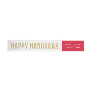 Etiquetas Colagem de Fotos Glitter Dourada Faux Feliz Hanukk