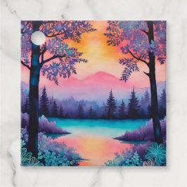 Etiquetas Coloridas de Arte da Floresta Batik