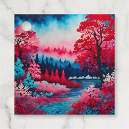 Etiquetas Coloridas de Arte da Floresta Batik