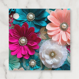 Etiquetas Coloridas de Arte de Tecido Floral