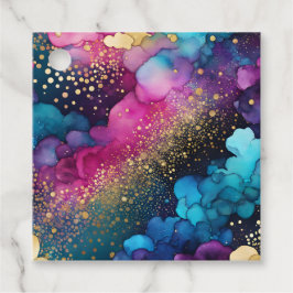 Etiquetas Coloridas de Arte de Tinta Abstrato