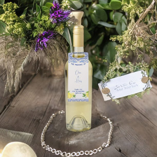 Etiquetas com limão no cabide da garrafa de Azulej