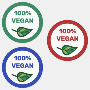 Etiquetas Comida Vegan Vermelha Azul 100%