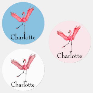 Etiquetas Conjunto Flamingo Cor-de-Rosa de Nome Personalizad