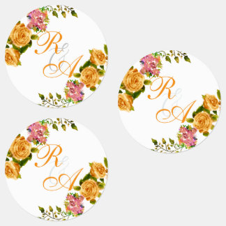 Etiquetas Convite de Casamento Monograma com Fita de Rosa Do