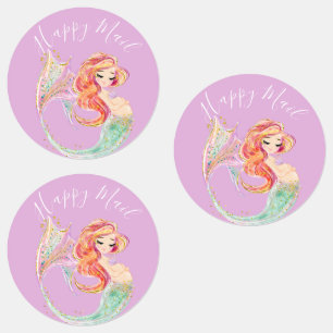 Etiquetas cor-de-rosa com CHÁ DE FRALDAS MERMAID