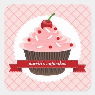 Etiquetas cor-de-rosa da cozinha do cupcake