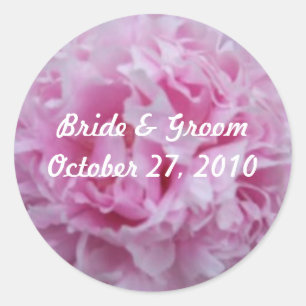 Etiquetas cor-de-rosa do casamento da peônia das